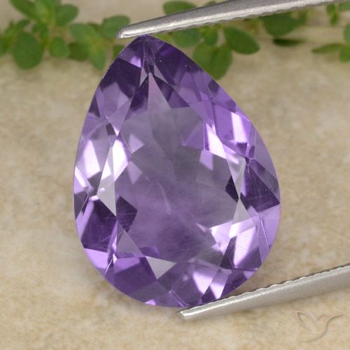 6.19ct Natural Medium Violet Amethyst, Pear Shape, VS
