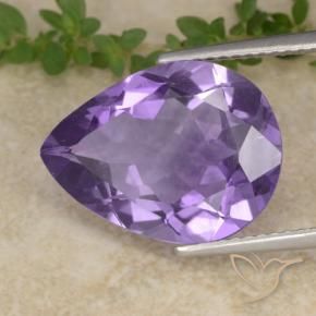 6.19 ct Violet Amethyst Stone, Natural Amethyst in Pear Facet Shape for Sale