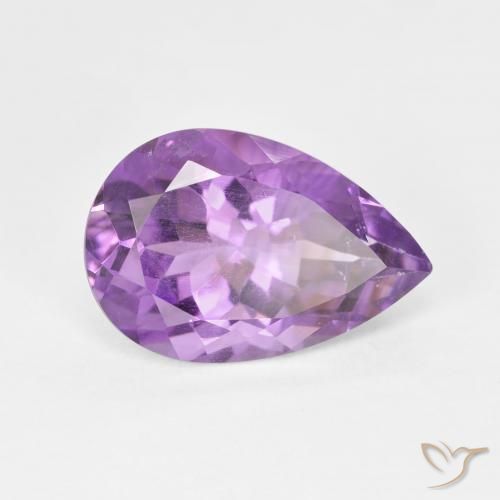 5.06 ct Violet Amethyst Stone, Natural Amethyst in Pear Facet Shape for Sale