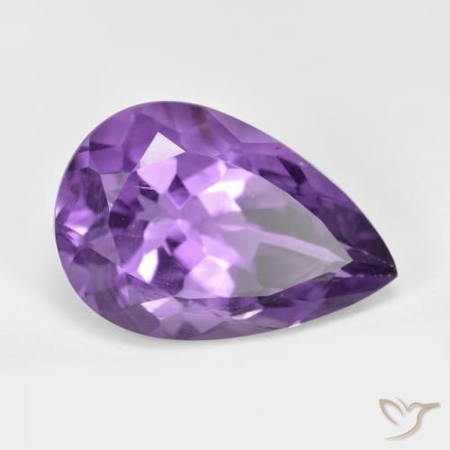 5.25 ct Violet Amethyst Stone, Natural Amethyst in Pear Facet Shape for Sale