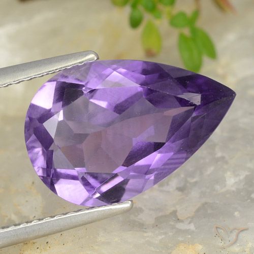 4.66ct Natural Medium Violet Amethyst, Pear Shape, VS