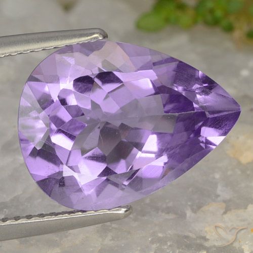6.43ct Natural Medium Violet Amethyst, Pear Shape, VVS-VS