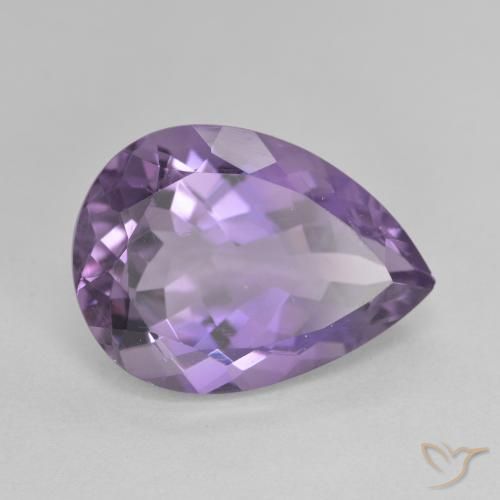 7.22 ct Violet Amethyst Stone, Natural Amethyst in Pear Facet Shape for Sale