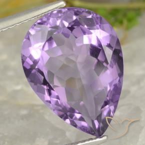 7.05 ct Violet Amethyst Stone, Natural Amethyst in Pear Facet Shape for Sale