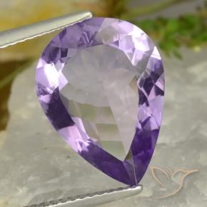5.86 ct Violet Amethyst Stone, Natural Amethyst in Pear Facet Shape for Sale