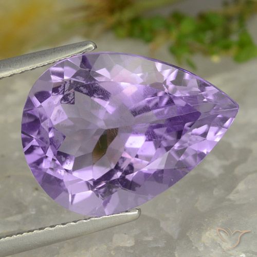 7.68ct Natural Light Violet Amethyst, Pear Shape, VVS-VS