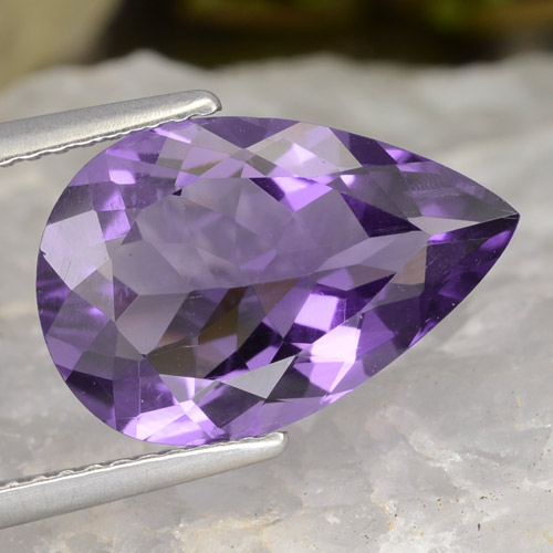 Violeta medio Amatista Gema - 4.4ct Corte en forma de pera (ID: 475873)