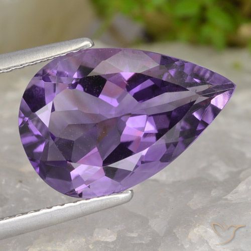 4.52ct Natural Medium Violet Amethyst, Pear Shape, VVS-VS
