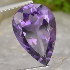 4.52 ct Violet Amethyst Stone, Natural Amethyst in Pear Facet Shape for Sale