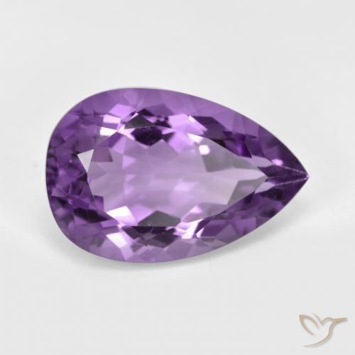 5.43 ct Violet Amethyst Stone, Natural Amethyst in Pear Facet Shape for Sale
