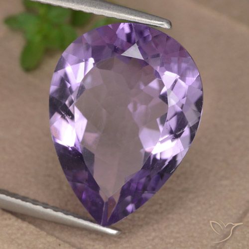 6.64ct Natural Medium Violet Amethyst, Pear Shape, VVS-VS