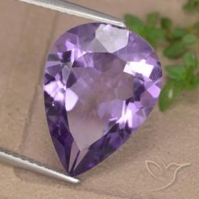5.97 ct Violet Amethyst Stone, Natural Amethyst in Pear Facet Shape for Sale