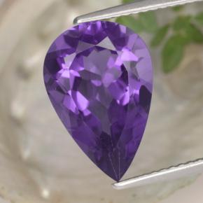 4.76 ct Violet Amethyst Gemstone, Amethyst Gem in Pear Facet Shape for Sale.