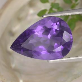 4.76 ct Violet Amethyst Stone, Natural Amethyst in Pear Facet Shape for Sale
