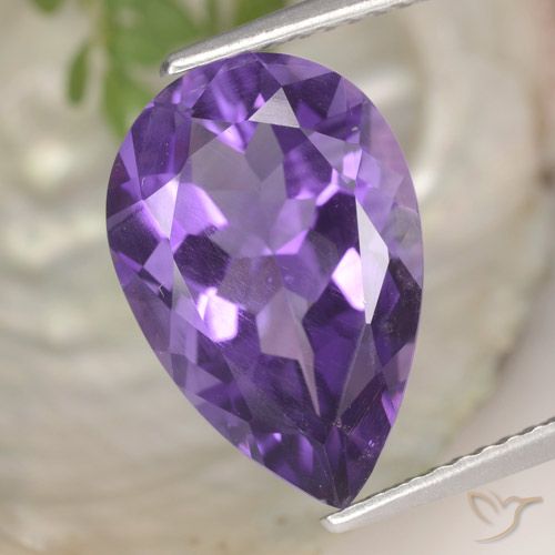 4.72ct Natural Deep Violet Amethyst, Pear Shape, VS