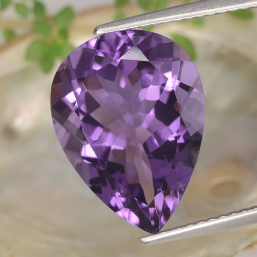 Intense Violet Amethyst Gem - 6.7ct Pear Facet (ID: 476138)