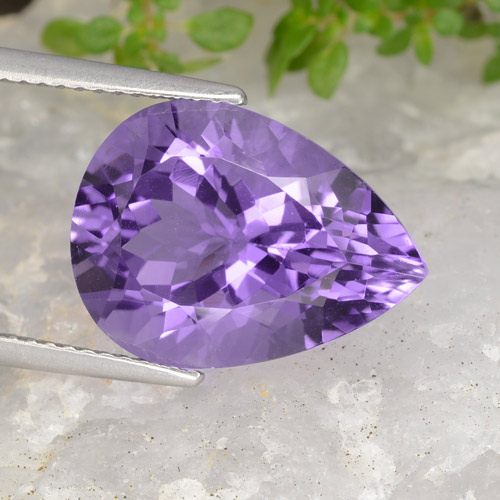 15.9 x 11.8mm Pear Facet Violet Amethyst from Brazil, Weight of 7.41ct, Natural untreated Gemstone in VVS-VS Clarity, 1pc Amethyst - Color: Medium Violet, Mohs Hardness of 7 suitable for daily wear jewelry, Unblocks Crown Chakra, Photo A