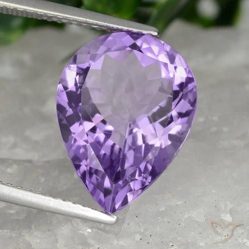 7.08 ct Violet Amethyst Stone, Natural Amethyst in Pear Facet Shape for Sale