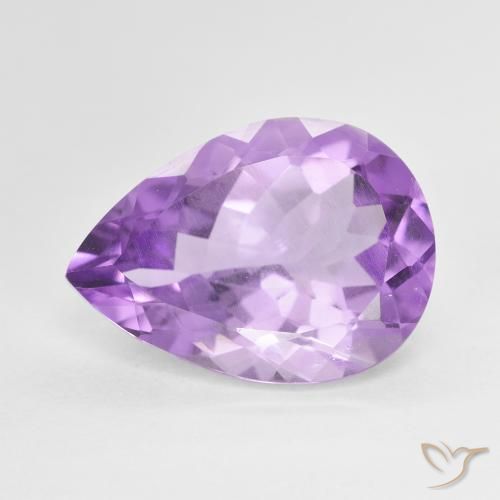 6.76 ct Violet Amethyst Stone, Natural Amethyst in Pear Facet Shape for Sale