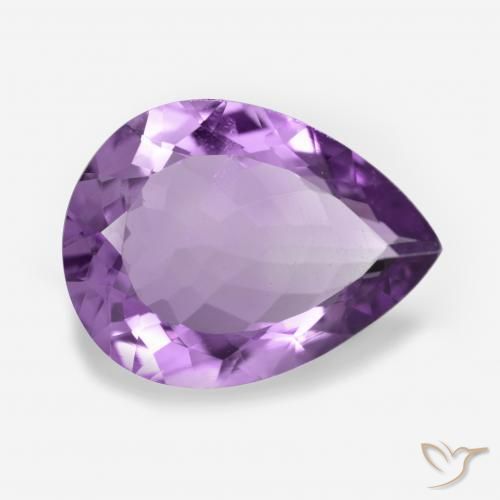 6.14 ct Violet Amethyst Stone, Natural Amethyst in Pear Facet Shape for Sale