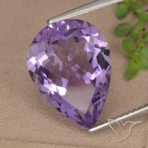 6.52 ct Violet Amethyst Stone, Natural Amethyst in Pear Facet Shape for Sale