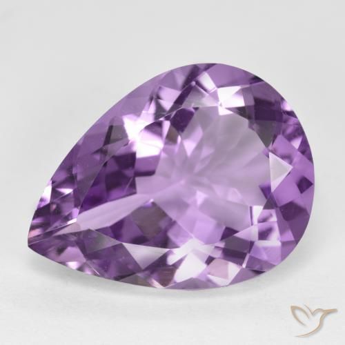 6.22ct Natural Medium-Light Purplish Violet Amethyst, Pear Shape, VVS-VS