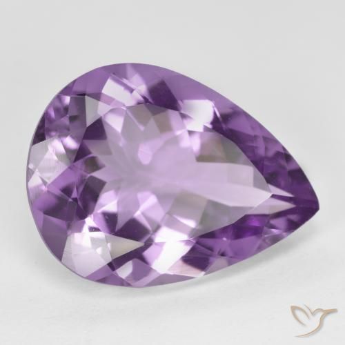 6.22 ct Violet Amethyst Stone, Natural Amethyst in Pear Facet Shape for Sale