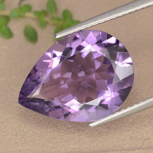 6.18ct Natural Medium Violet-Pink Amethyst, Pear Shape, VS