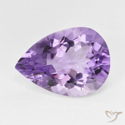7.29 ct Violet Amethyst Stone, Natural Amethyst in Pear Facet Shape for Sale