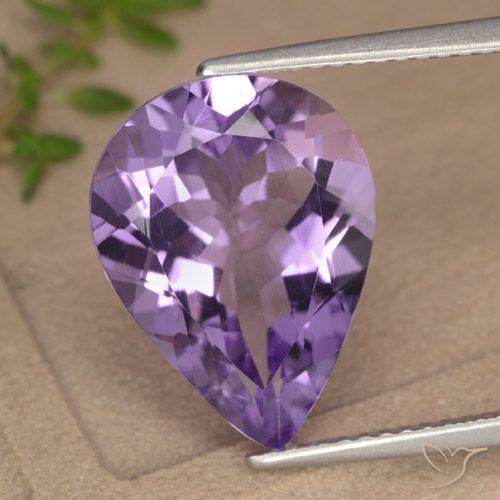 6.07 ct Pear Cut Amethyst, 15.5 x 11.7 mm From Brazil, Photo A