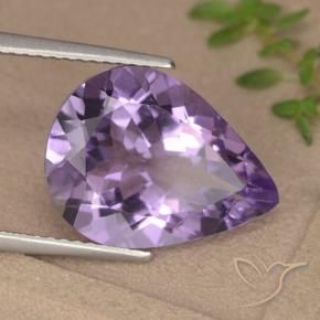 6.07 ct Violet Amethyst Stone, Natural Amethyst in Pear Facet Shape for Sale