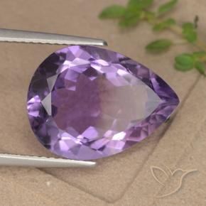 6.75 ct Violet Amethyst Stone, Natural Amethyst in Pear Facet Shape for Sale