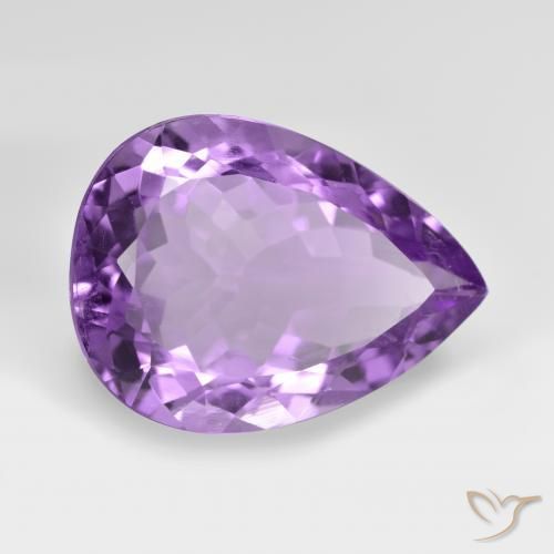 7.04 ct Violet Amethyst Stone, Natural Amethyst in Pear Facet Shape for Sale