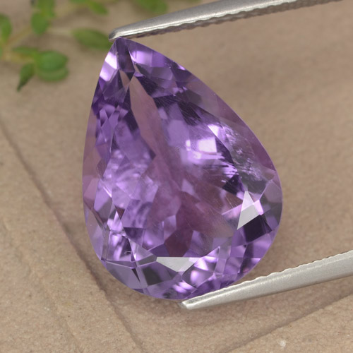 Medium Violet Amethyst Edelstein - 6.4ct Birnen Schliff (ID: 476478)