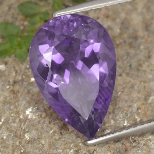 5.37ct Natural Medium Violet Amethyst, Pear Shape, VS