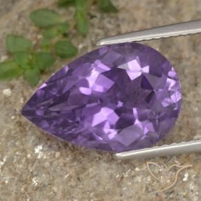 5.37 ct Violet Amethyst Stone, Natural Amethyst in Pear Facet Shape for Sale