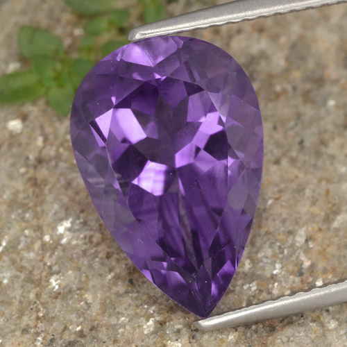 Medium Violet Amethyst Gem - 5.3ct Pear Facet (ID: 476569)