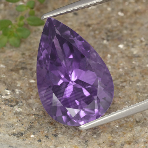 Medium Violet Amethyst Gem - 5.3ct Pear Facet (ID: 476571)