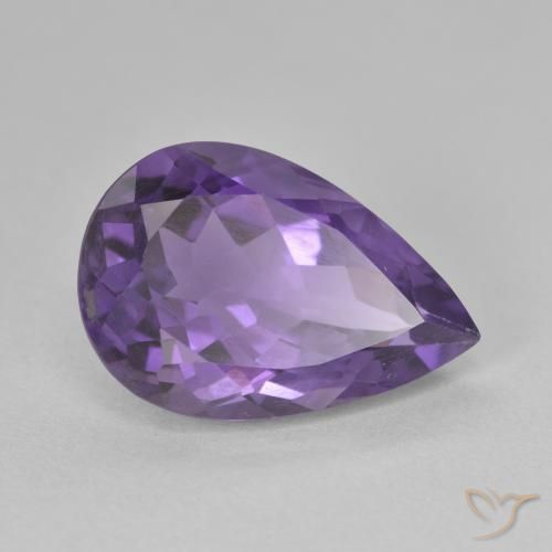 5.03 ct Violet Amethyst Stone, Natural Amethyst in Pear Facet Shape for Sale