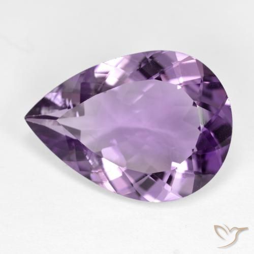 18 x 13mm Pear Facet Violet Amethyst from Brazil, Weight of 7.89ct, Natural untreated gemstone in VVS-VS Clarity, 1pc Amethyst - the Color is Medium-light Purplish Violet, Mohs Hardness of 7 suitable for daily wear jewelry, Stone of the Mind, Photo A