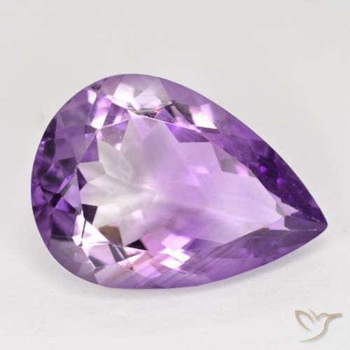8.04 ct Violet Amethyst Stone, Natural Amethyst in Pear Facet Shape for Sale