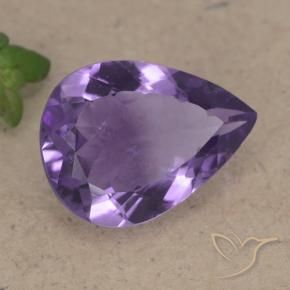 5.94 ct Violet Amethyst Stone, Natural Amethyst in Pear Facet Shape for Sale