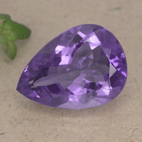6.50ct Natural Medium Violet Amethyst, Pear Shape, VS