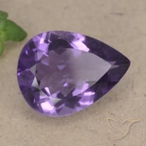 6.77 ct Violet Amethyst Stone, Natural Amethyst in Pear Facet Shape for Sale