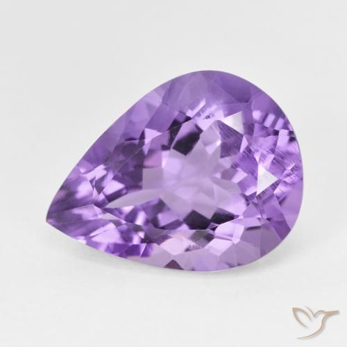 7.23ct Natural Medium Violet Amethyst, Pear Shape, VS