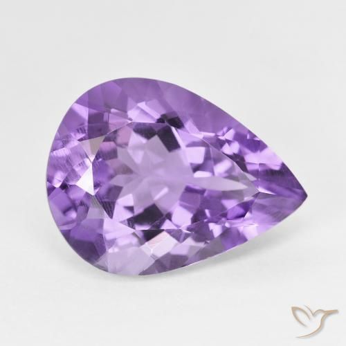 7.23 ct Violet Amethyst Stone, Natural Amethyst in Pear Facet Shape for Sale