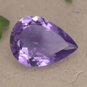 6.08 ct Violet Amethyst Stone, Natural Amethyst in Pear Facet Shape for Sale