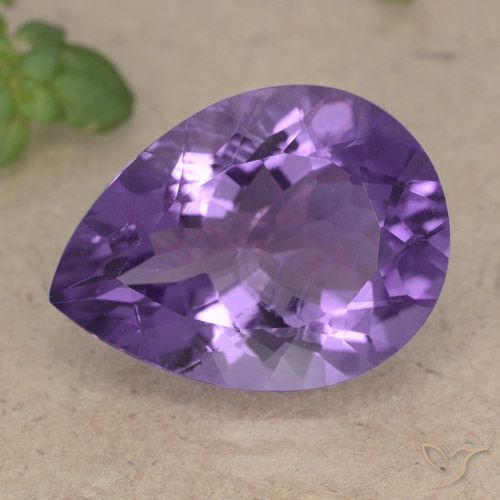 7.07ct Pear Deep Violet Amethyst from Brazil, Dimension 16 x 12mm, Natural untreated Gemstone, VS Clarity, 1pc Pear Facet Amethyst, Mohs Hardness of 7 suitable for daily wear jewelry, Symbolizes Calming and Soothing, Photo A