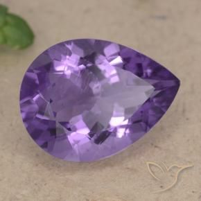 7.07 ct Violet Amethyst Stone, Natural Amethyst in Pear Facet Shape for Sale