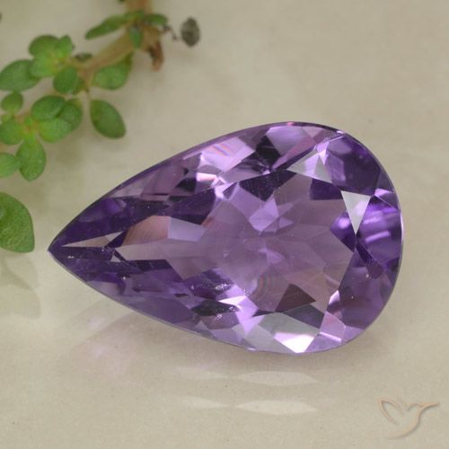 4.03ct Natural Medium Violet Amethyst, Pear Shape, VS